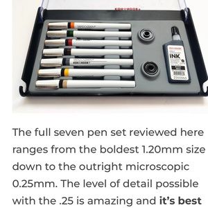 KOH-I-NOOR Radiograph Technical Pens Set 3165-SP-7 New, still shrink wrapped